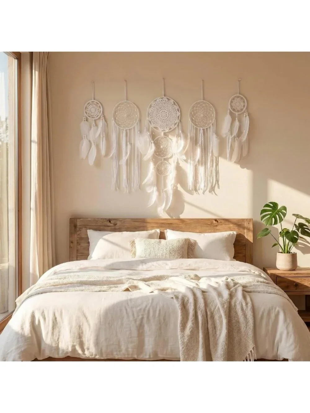 5 Pack Moon Phase Dreamcatcher Set | Boho Macrame Wall Decor for Home & Bedroom
